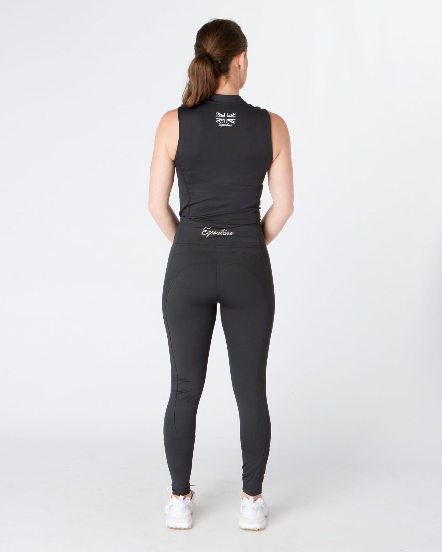 gym sports riding leggings black with phone pockets