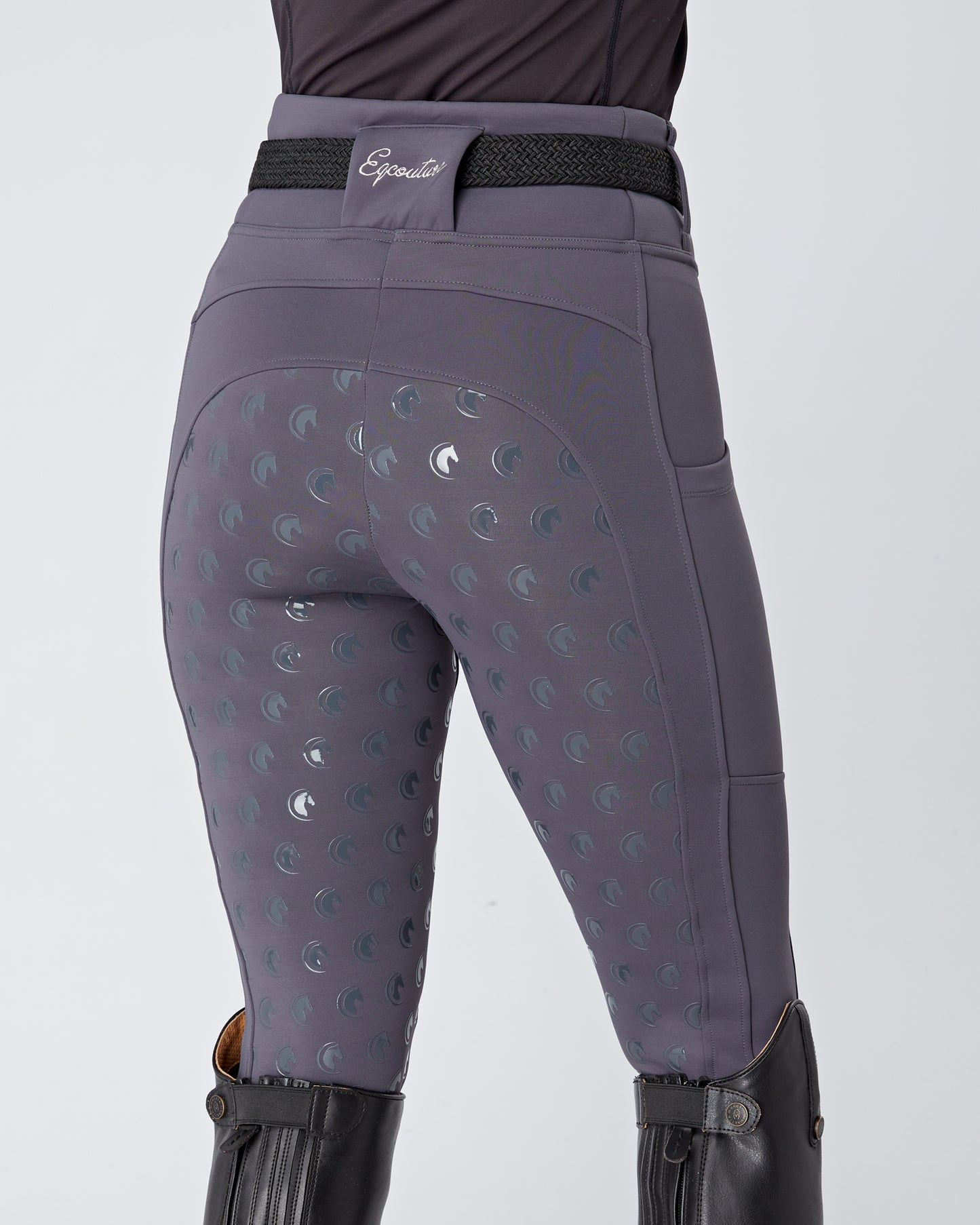 WINTER ALL-SEASON Slate Grey Riding Leggings / Tights with Pockets - WATER RESISTANT