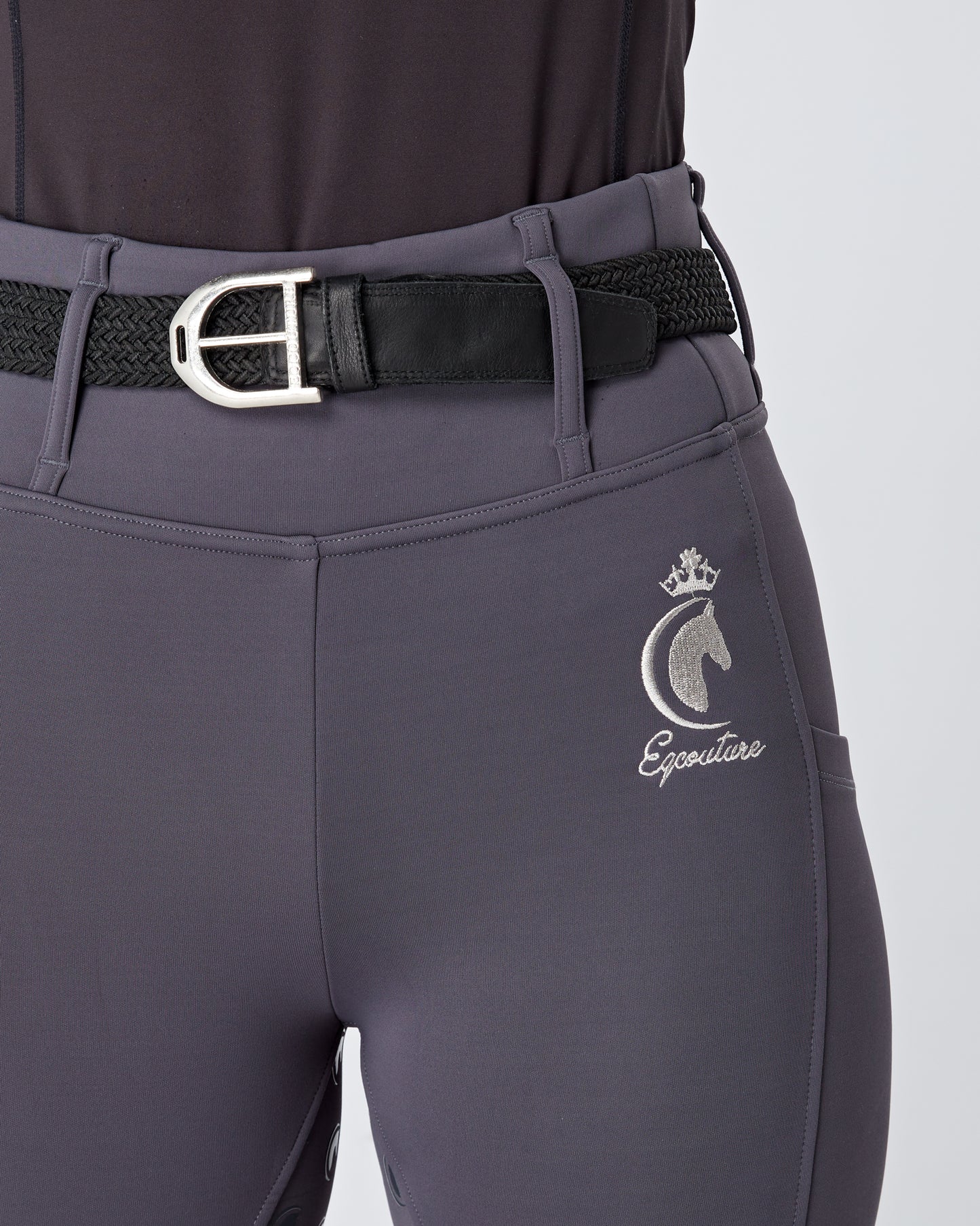 ALL-SEASON Slate Grey Riding Leggings / Tights with Pockets - WATER RESISTANT
