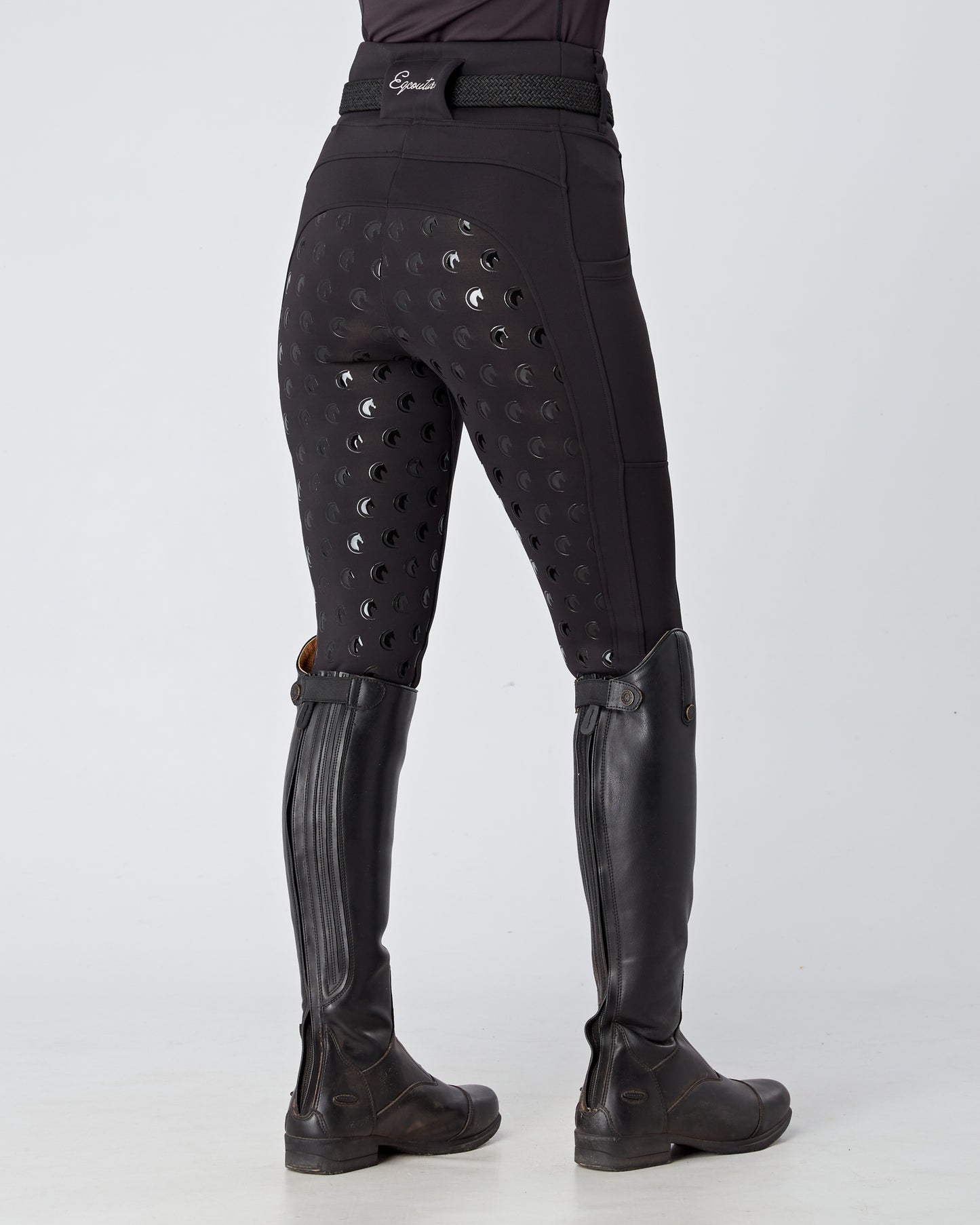 WINTER ALL-SEASON Black Riding Leggings / Tights with Phone Pockets - WATER RESISTANT