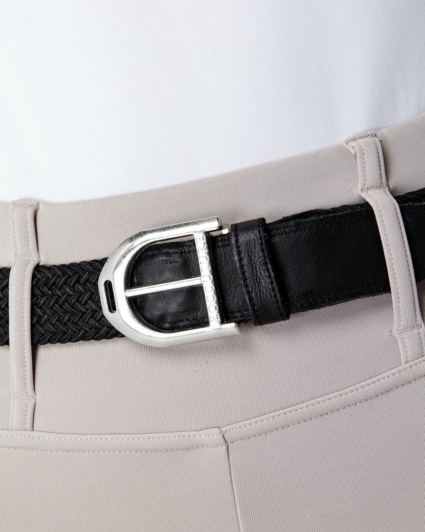 Elasticated Braided Stirrup Belt - BLACK