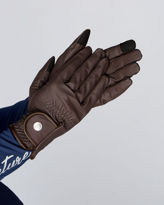 EQUESTRIAN HORSE RIDING GRIP GLOVES SLIM FIT - BROWN