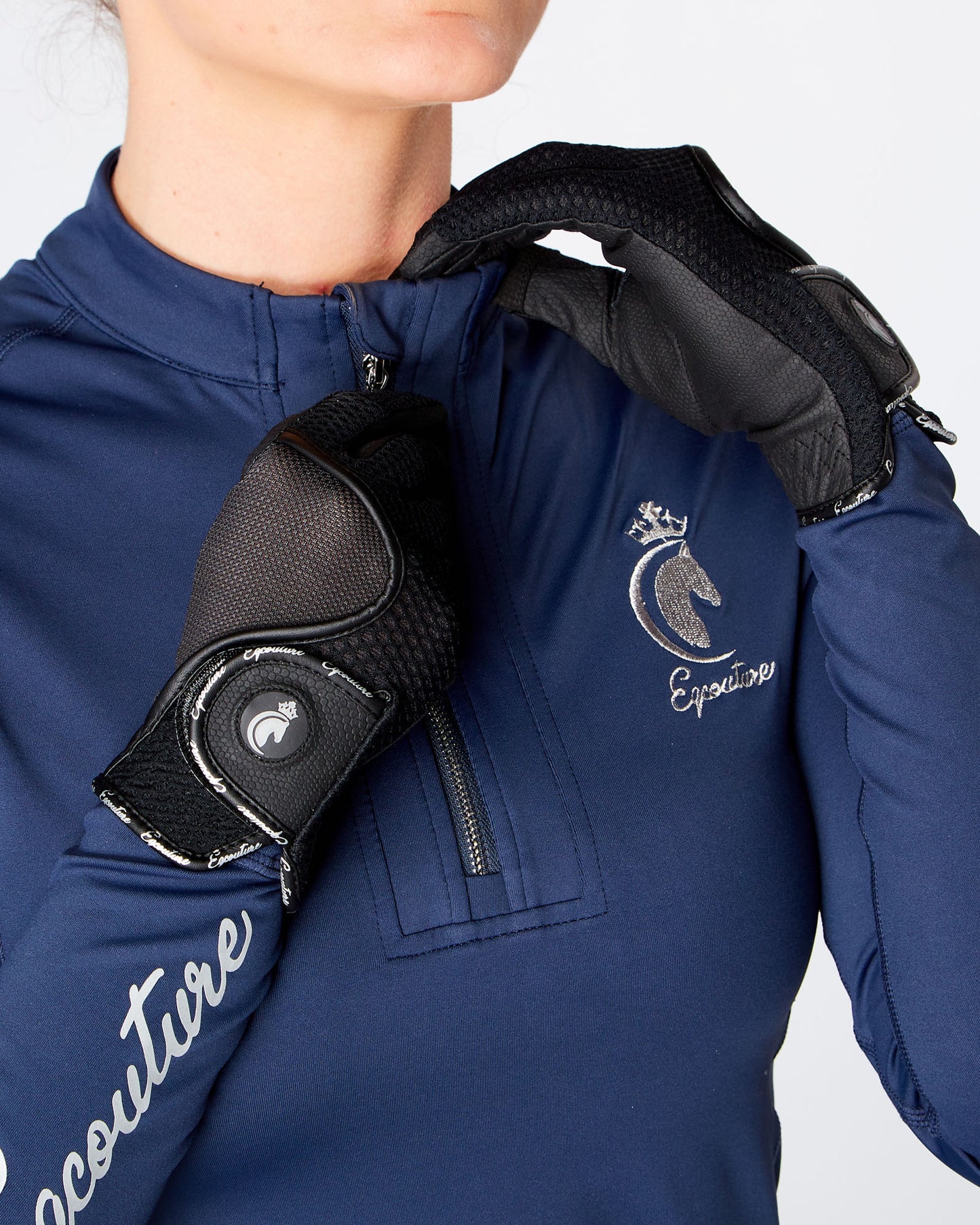 EQUESTRIAN HORSE RIDING GRIP GLOVES SLIM FIT - BLACK