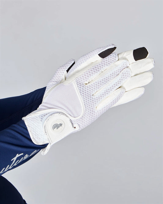 EQUESTRIAN HORSE RIDING GRIP GLOVES SLIM FIT - WHITE