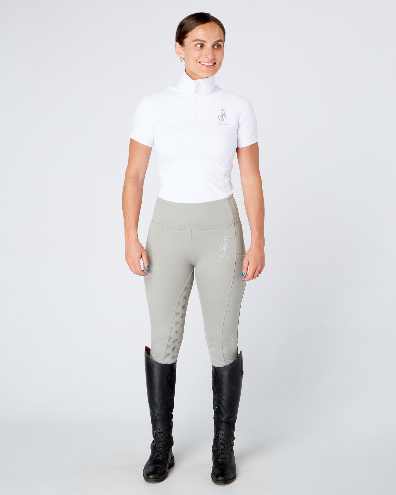 equestrian competition show shirt base layer white short sleeve