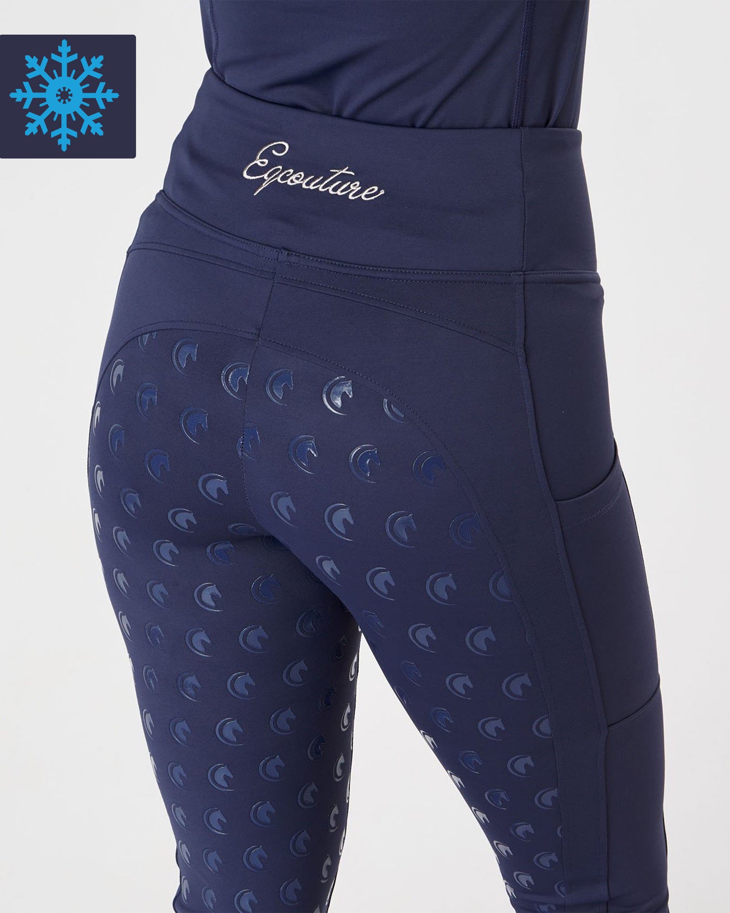 WINTER Thermal Navy Horse Riding Tights / Leggings with phone pockets
