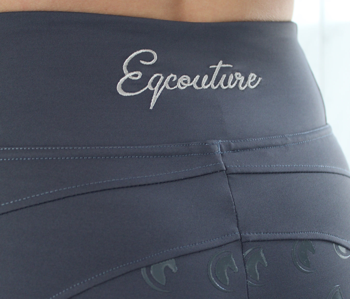Horse Riding Leggings tights with phone pockets & full seat grip - slate grey - Eqcouture
