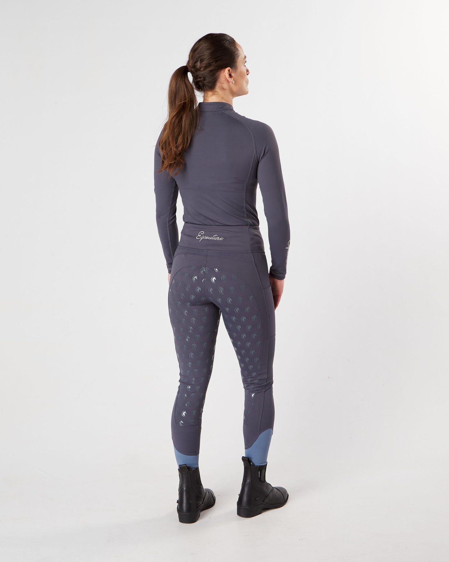 Slate grey long sleeve technical equestrian base layer / sports horse riding top