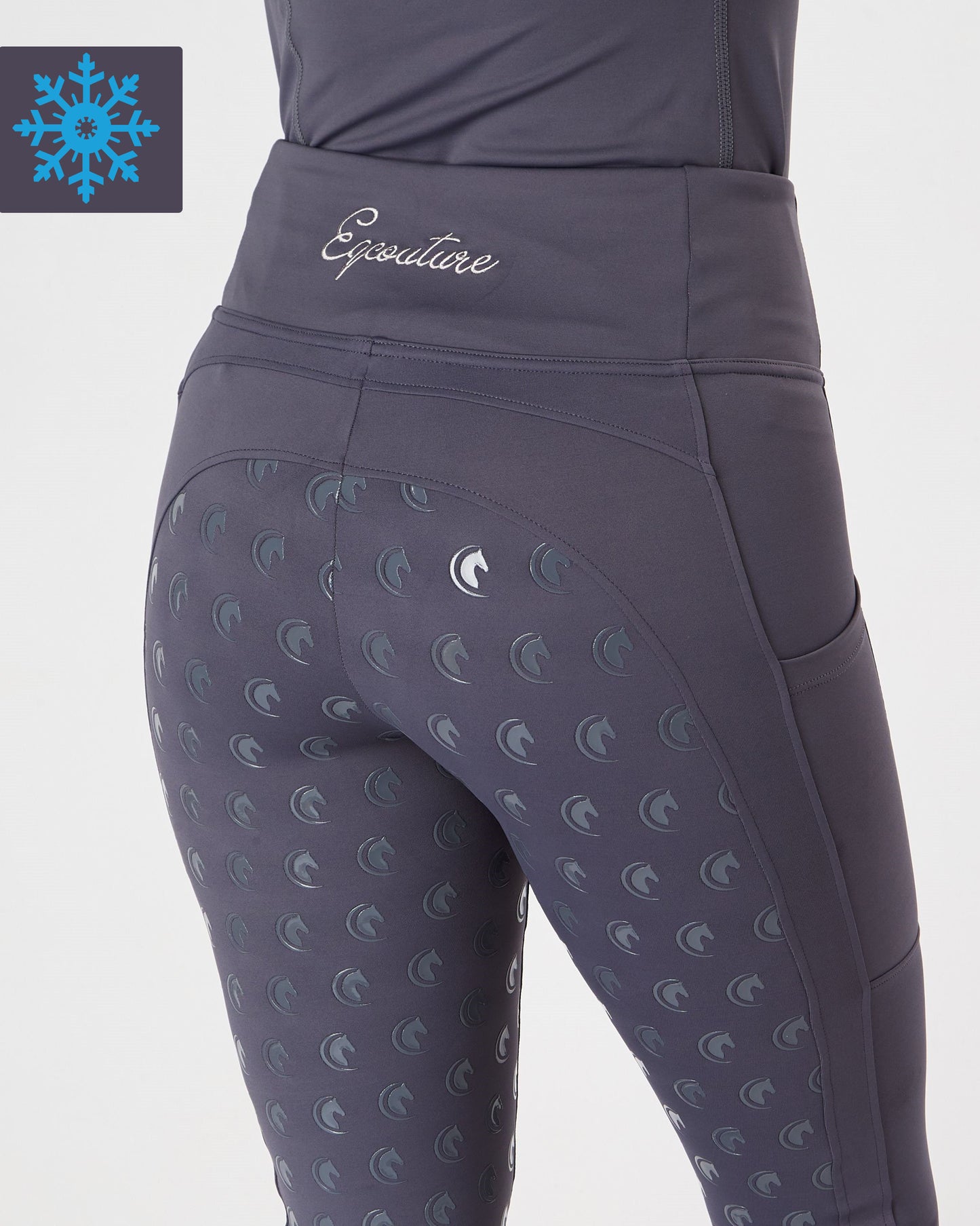 Winter Thermal Horse Riding Tights / Leggings w/ phone pockets - GREY