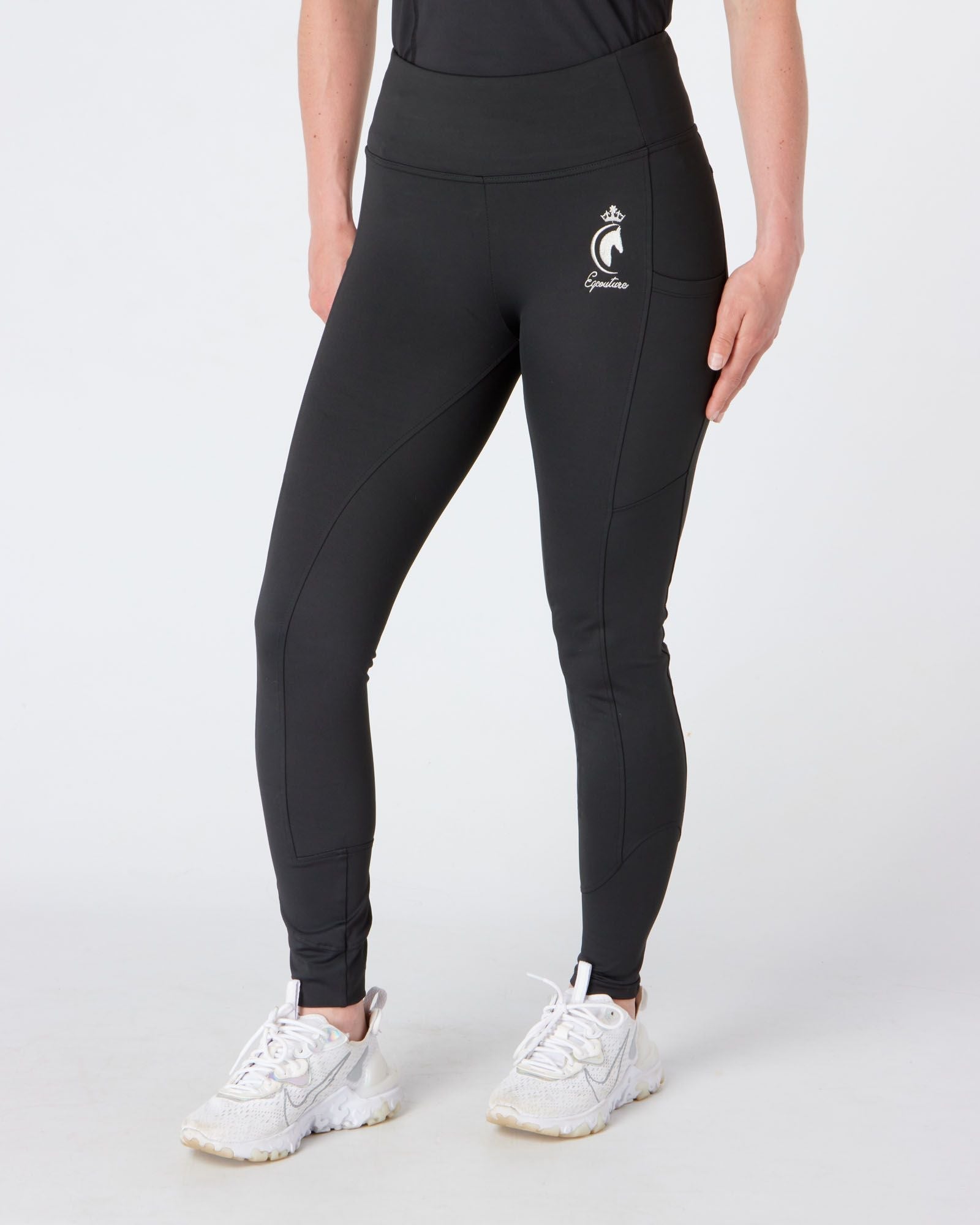 gym sports riding leggings black with phone pockets