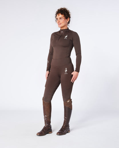 Brown Equestrian Technical Long Sleeve Base Layer - CHOCOLATE