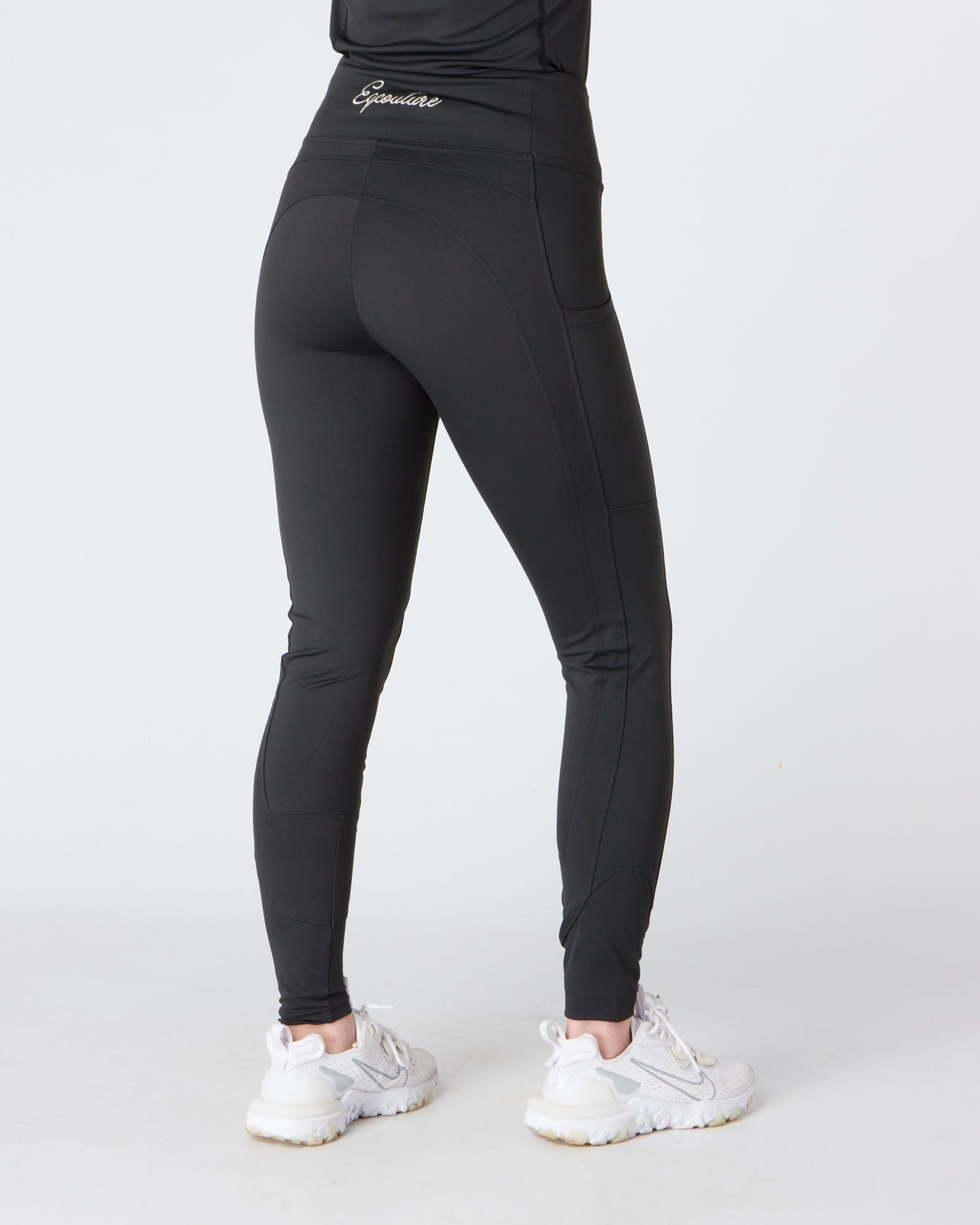 gym sports riding leggings black with phone pockets