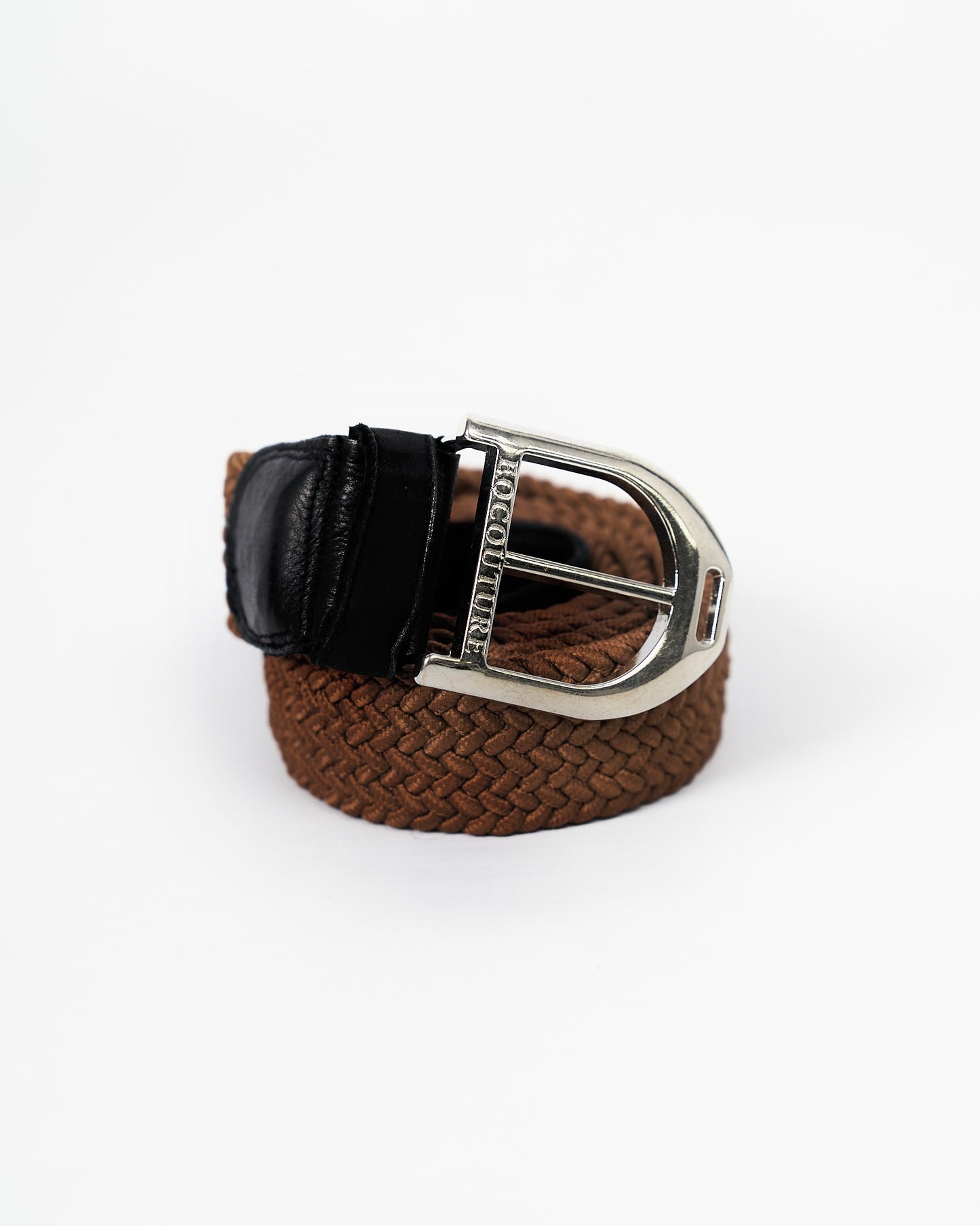 Elasticated Braided Stirrup Belt - BROWN