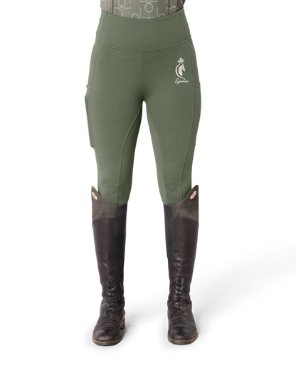 ORIGINALS Olive Green Riding Leggings / Tights with Phone Pockets - NO GRIP
