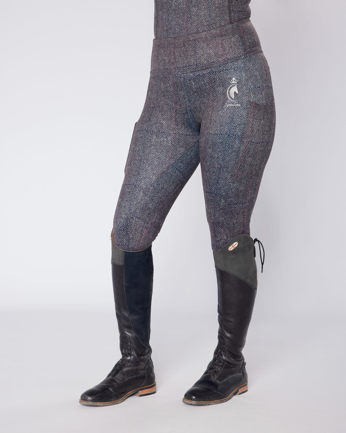 ORIGINALS Grey Herringbone Tweed Riding Leggings - No Grip