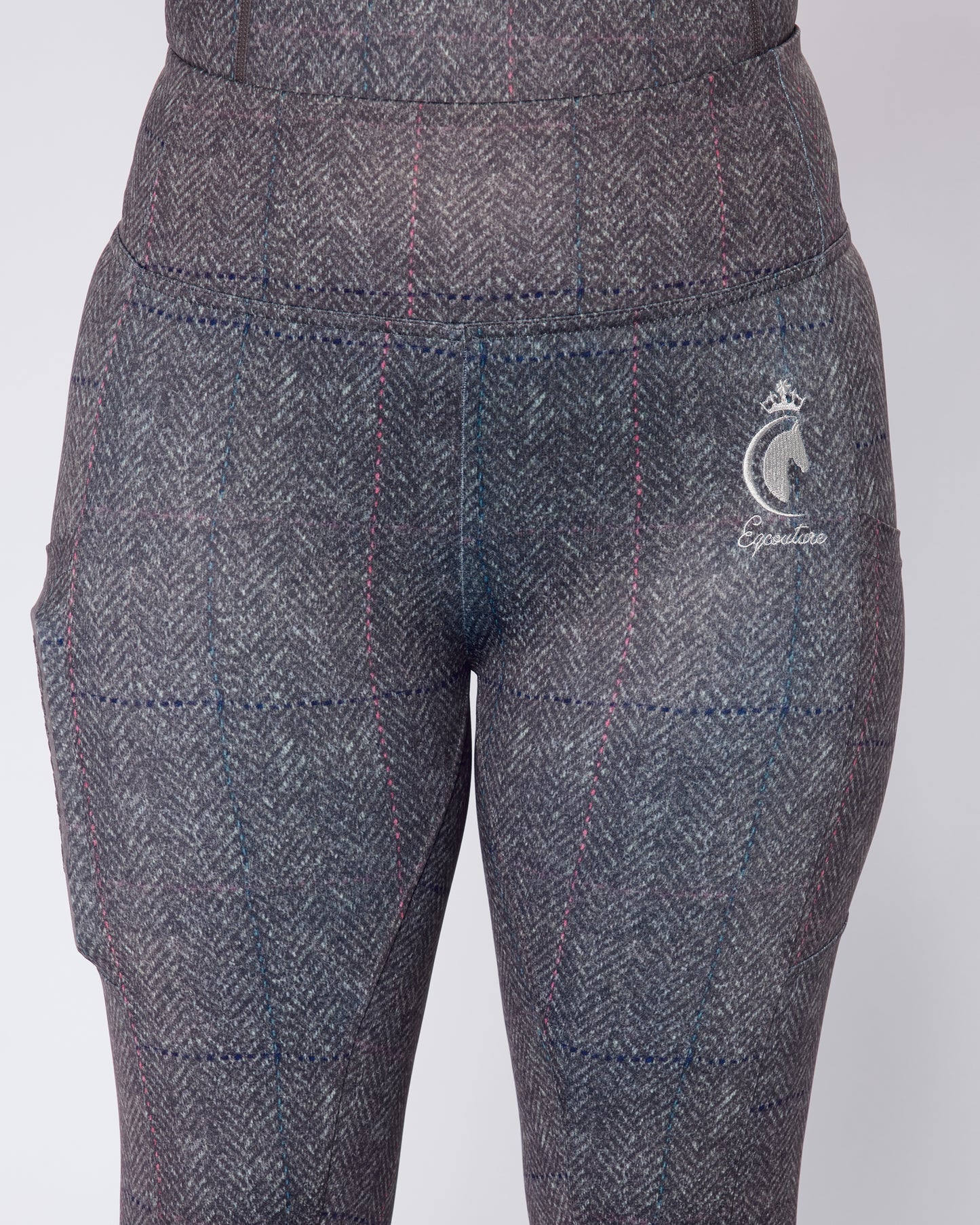 ORIGINALS Grey Herringbone Tweed Riding Leggings - No Grip