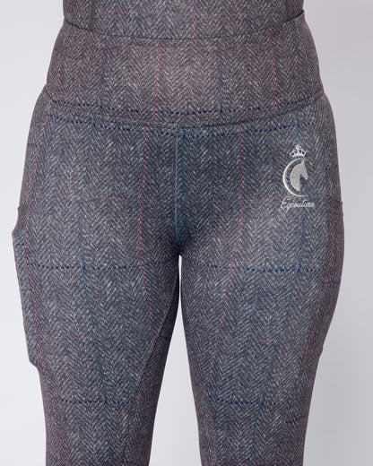ORIGINALS Grey Herringbone Tweed Riding Leggings - No Grip