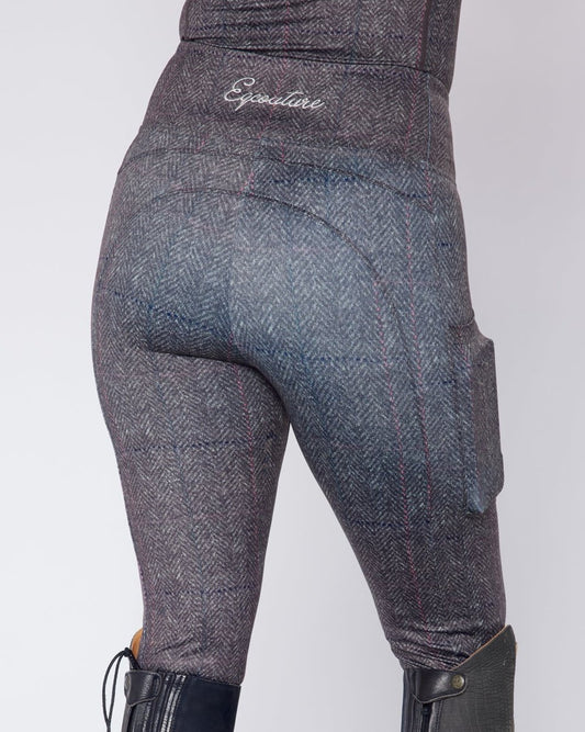 ORIGINALS Grey Herringbone Tweed Riding Leggings - No Grip