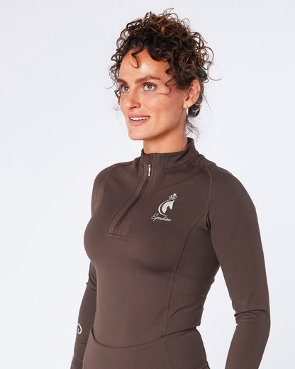 Brown Equestrian Technical Long Sleeve Base Layer - CHOCOLATE