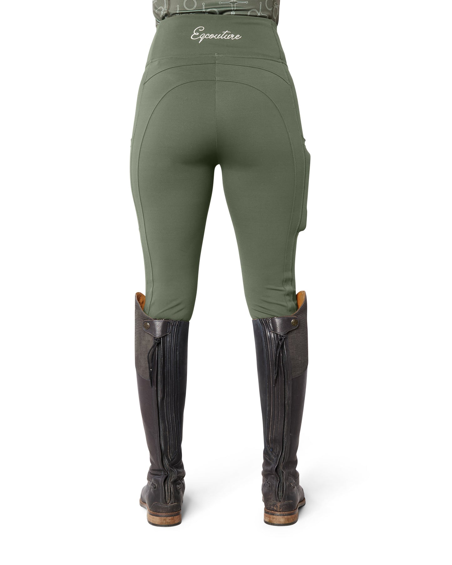 ORIGINALS Olive Green Riding Leggings / Tights with Phone Pockets - NO GRIP