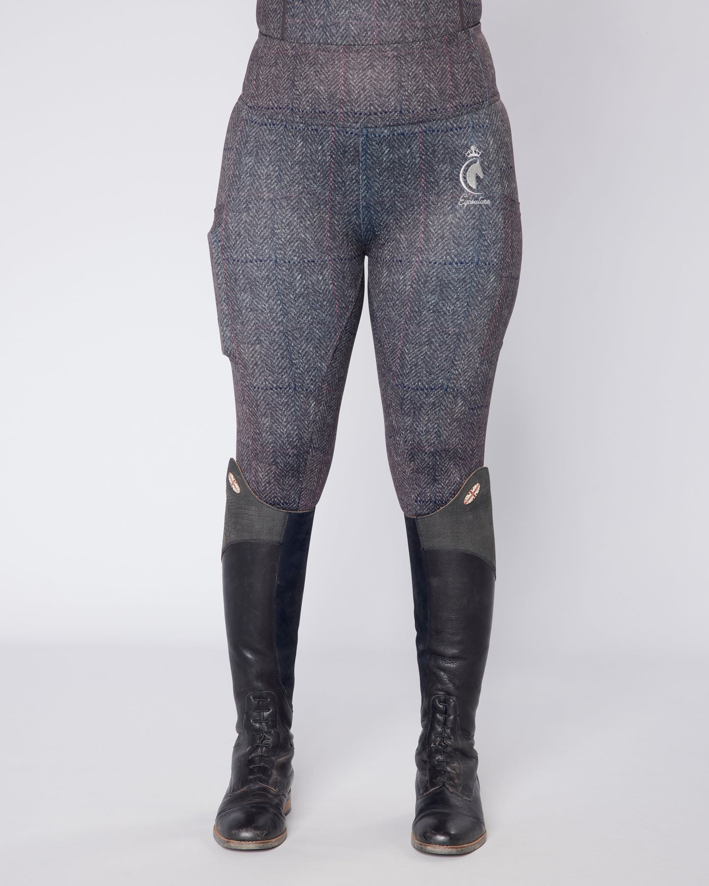 ORIGINALS Grey Herringbone Tweed Riding Leggings - No Grip