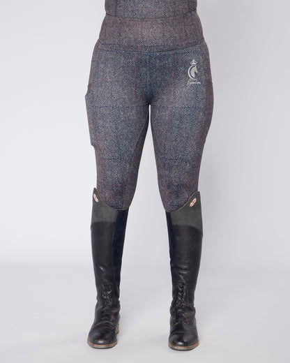 ORIGINALS Grey Herringbone Tweed Riding Leggings - No Grip
