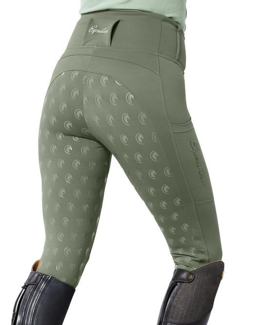 ORIGINALS Olive Green Riding Leggings / Tights with Phone Pockets - Full Grip