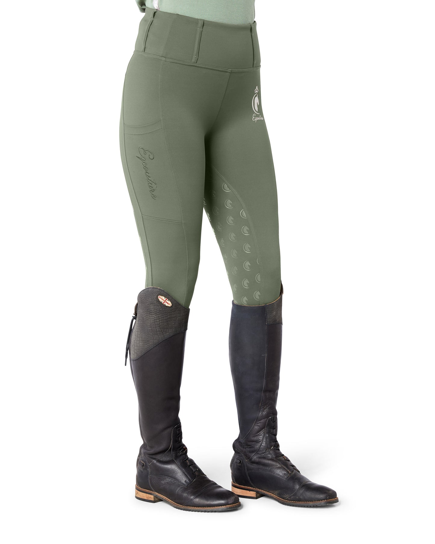 NEW ORIGINALS Olive Green Riding Leggings/Tights  - Full Grip