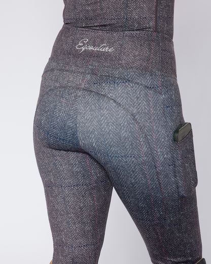 ORIGINALS Grey Herringbone Tweed Riding Leggings - No Grip