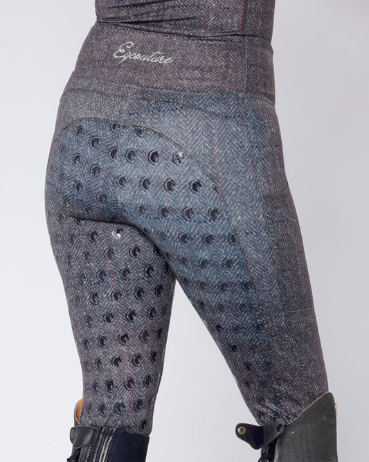 ORIGINALS Steel Grey Herringbone Tweed Riding Leggings - Full Grip