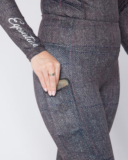 ORIGINALS Grey Herringbone Tweed Riding Leggings - No Grip