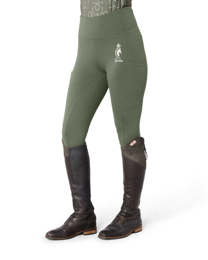 ORIGINALS Olive Green Riding Leggings / Tights with Phone Pockets - NO GRIP
