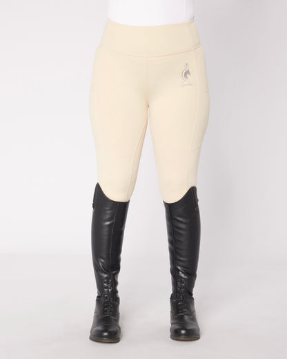 ORIGINALS Cream Horse Riding Competition Tights / Leggings- CORNISH CREAM No Grip