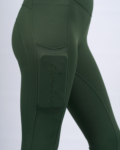 ORIGINALS Forest Green Riding Leggings / Tights with Phone Pockets - NO GRIP / SILICONE