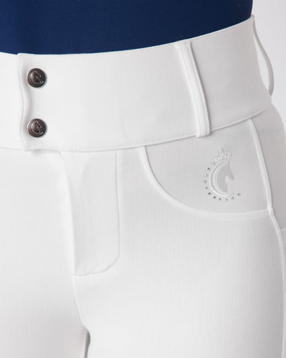 white competition horse riding breeches no grip seat