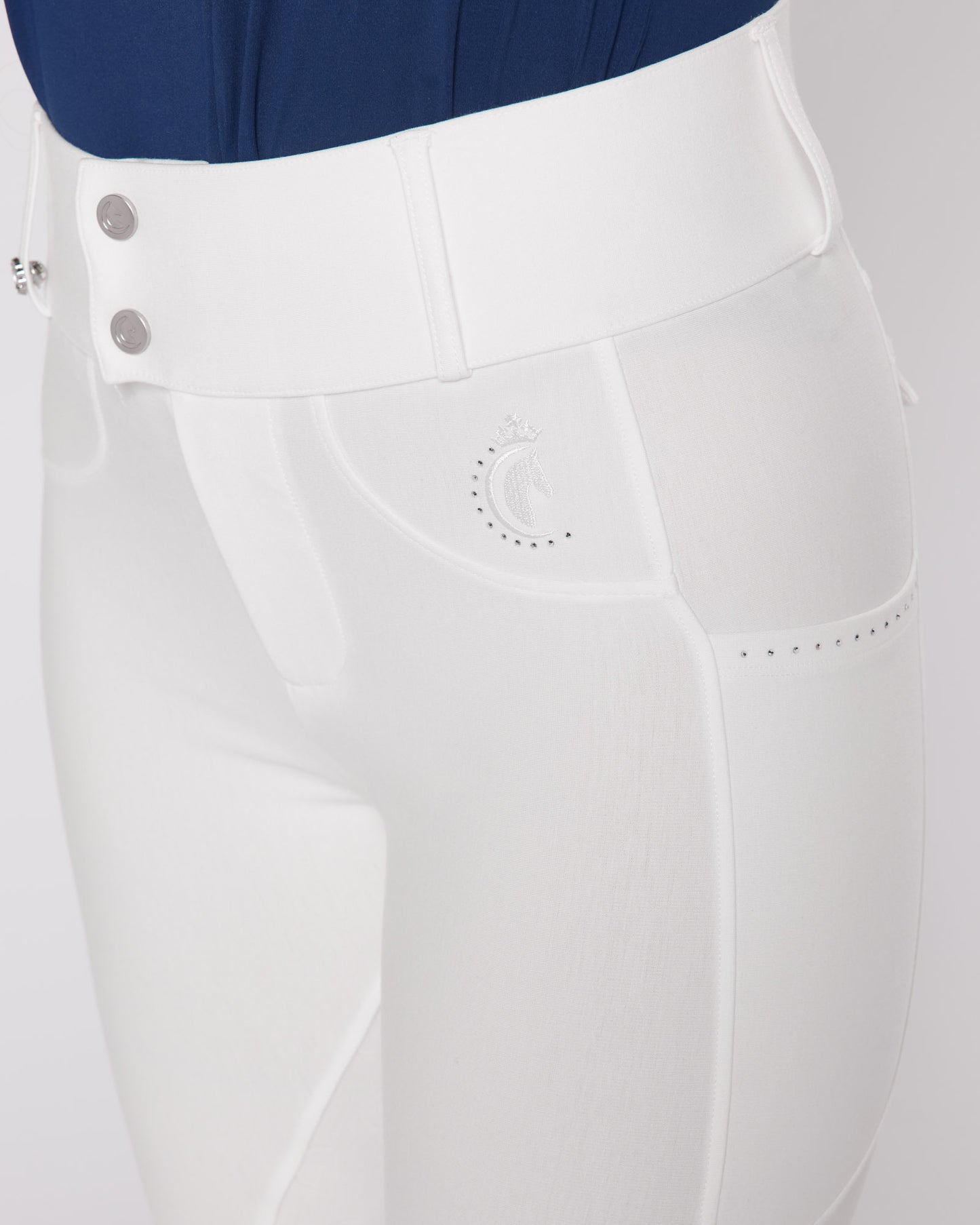 white competition horse riding breeches no grip seat