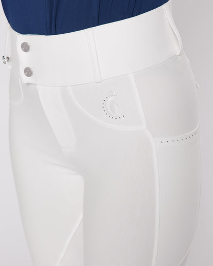 white competition horse riding breeches no grip seat