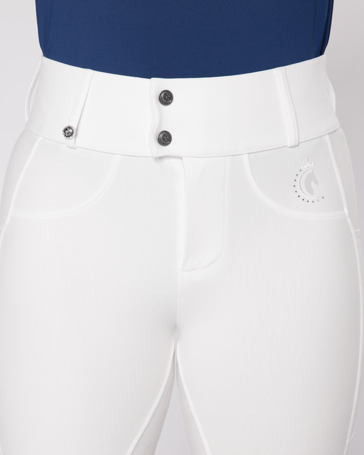 white competition horse riding breeches no grip seat