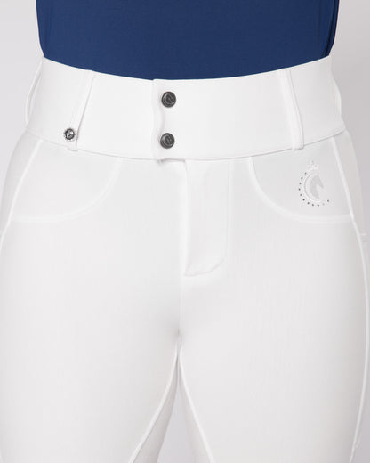 white competition horse riding breeches no grip seat