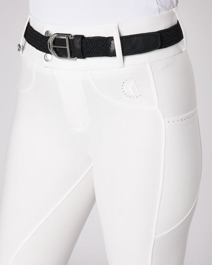 white competition horse riding breeches no grip seat