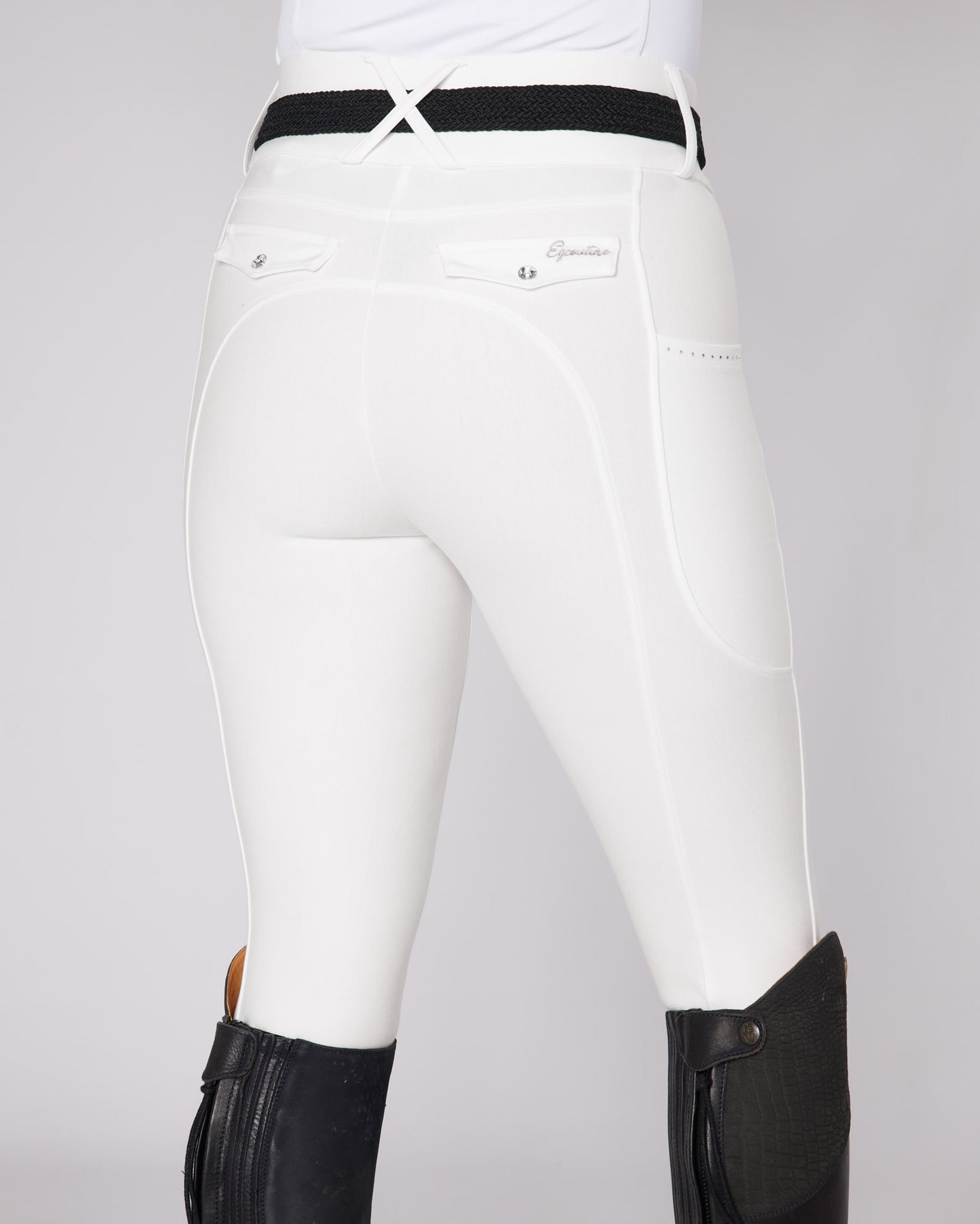 white competition horse riding breeches no grip seat