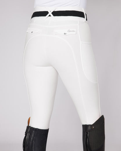 white competition horse riding breeches no grip seat