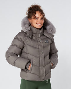 Exclusive Short Grey Puffer Coat 3.0 / Jacket - Detachable Hood & Faux Fur