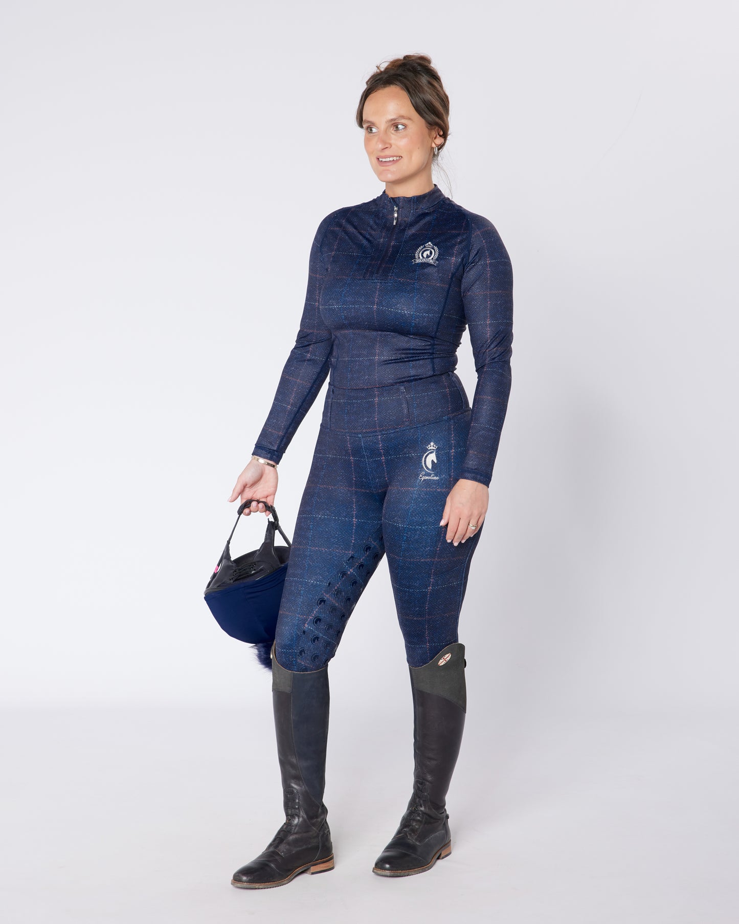 ORIGINALS Navy Tweed Effect Riding Leggings - Full Grip