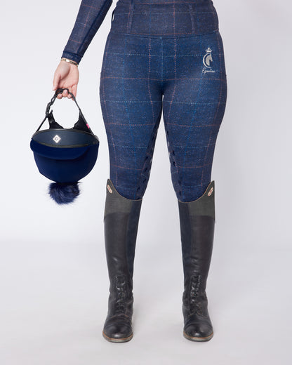 ORIGINALS Navy Tweed Effect Riding Leggings - Full Grip