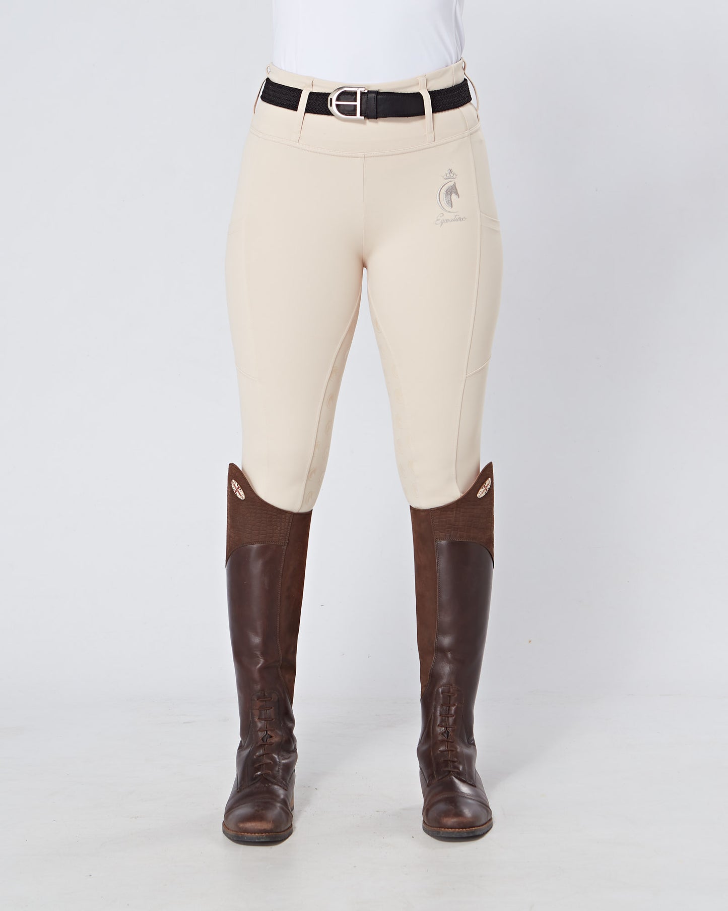 ORIGINALS Cream Horse Riding Competition Tights / Leggings- CORNISH CREAM No Grip