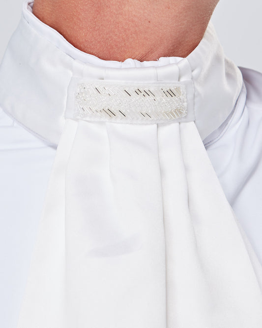 Elegance Ready Tied Stock - Ivory/White