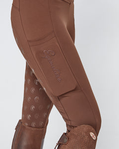 brown riding leggings tights with grip pockets