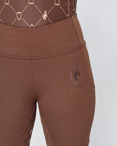 Brown Riding Leggings / Tights with Phone Pockets - CHOCOLATE