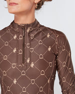Load image into Gallery viewer, Brown Equestrian Technical Base Layer - STIRRUP PRINT
